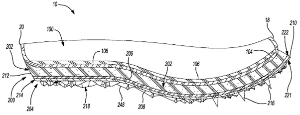 Figure 2 from Nikes European patent showing a sole for 'super spike', with midsole described as compromising PEBA for for improving energy return while running