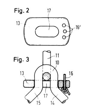 DE1927155B2, showing the Sticht plate from above (Fig. 2) and from the side in use (Fig. 3)